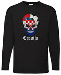 Croatia Football Skull I Men Long Sleeve T-Shirt croatian Soccer Flag World