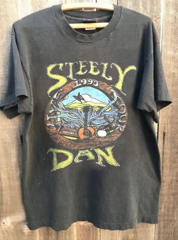 Steely Dan Band 1993 Rare Design Charcoal Cotton T shirt Unisex S-5XL