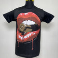 Bite the Bullet Hot Lips T-Shirt Hip Hop Urban Fashion Street Wear Black Size: M
