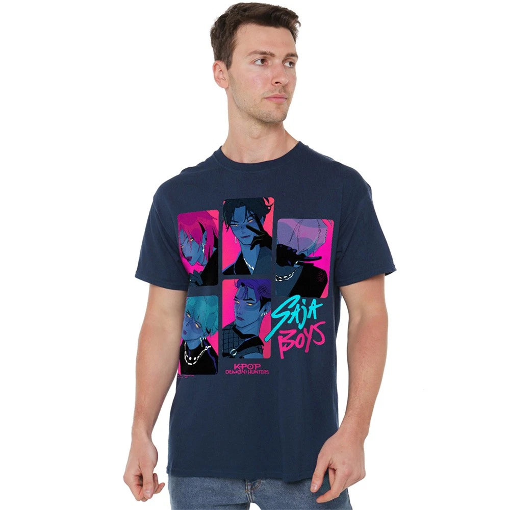 Kpop Demon Hunters Saja Boys Demons Unisex T-Shirt S-5XL, Navy
