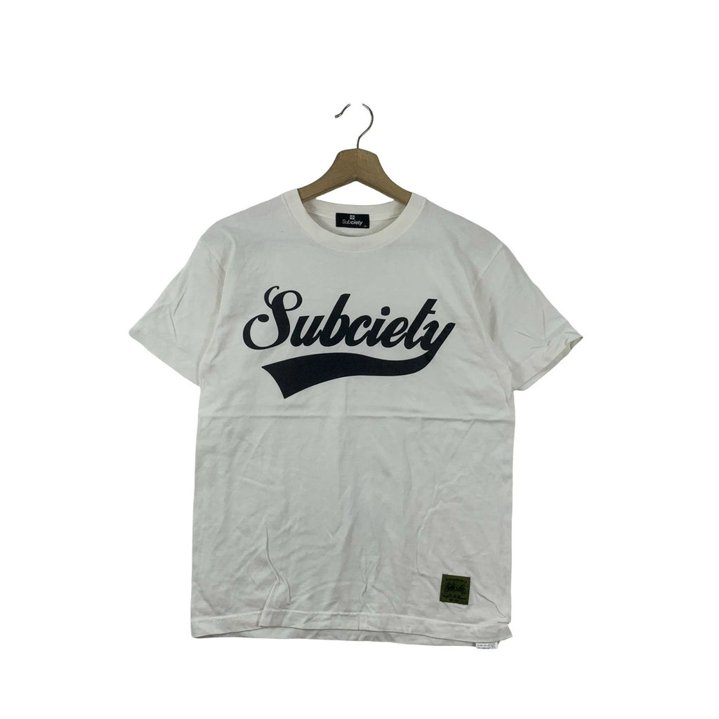 SUBCIETY Bold Script Logo Street Fashion Tee Shirt Top