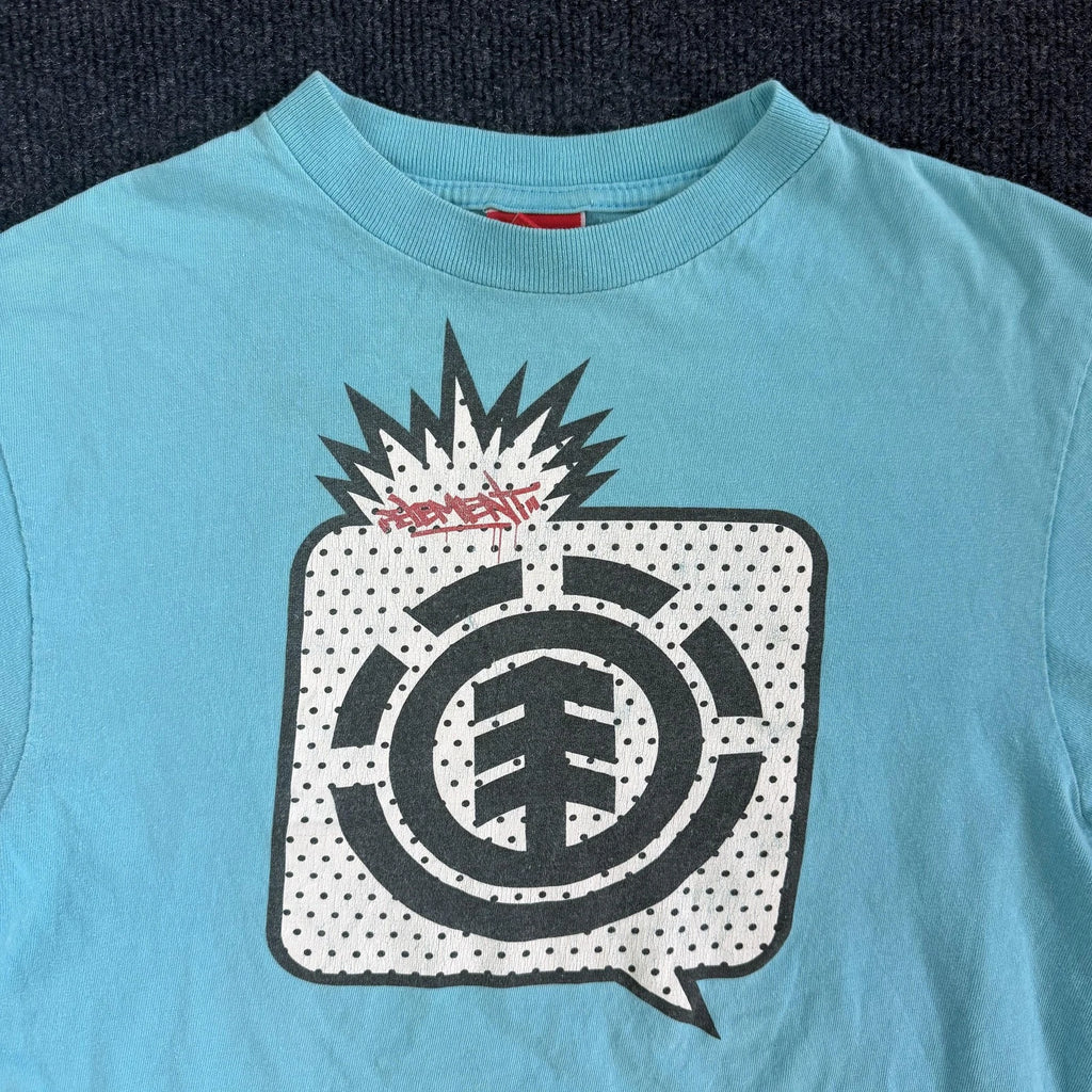 Y2K Element Shirt Mens Small Blue Logo Graphic Skateboard Streetwear Tee T-Shirt
