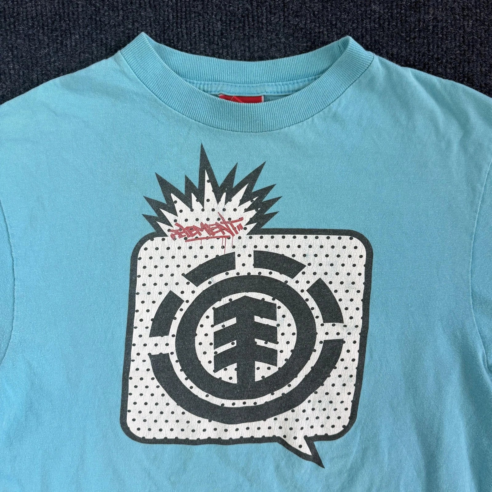 Y2K Element Shirt Mens Small Blue Logo Graphic Skateboard Streetwear Tee T-Shirt