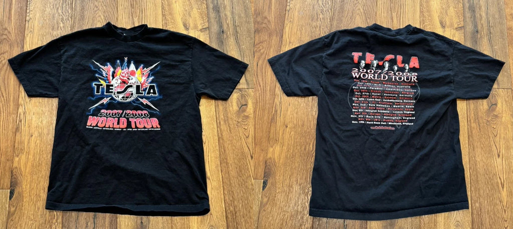 Tesla World Tour Vintage Band Tee Rock Concert Streetwear T Shirt USA S-5XL