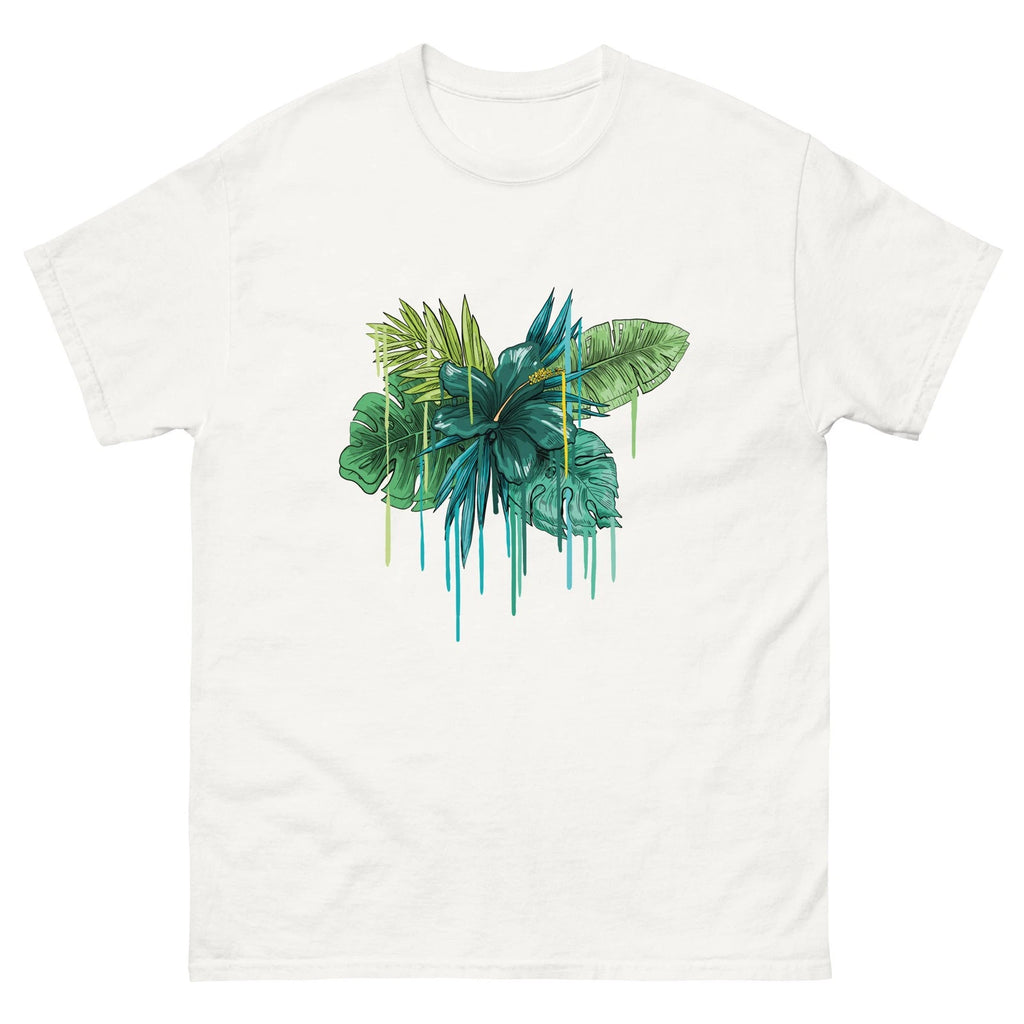 Women's Melting Effect Tropical Botanical Leaves T-shirt