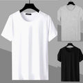 Laid back Men's Round Neck Solid Color Slim Fit Casual Short Sleeve T Shirt Top