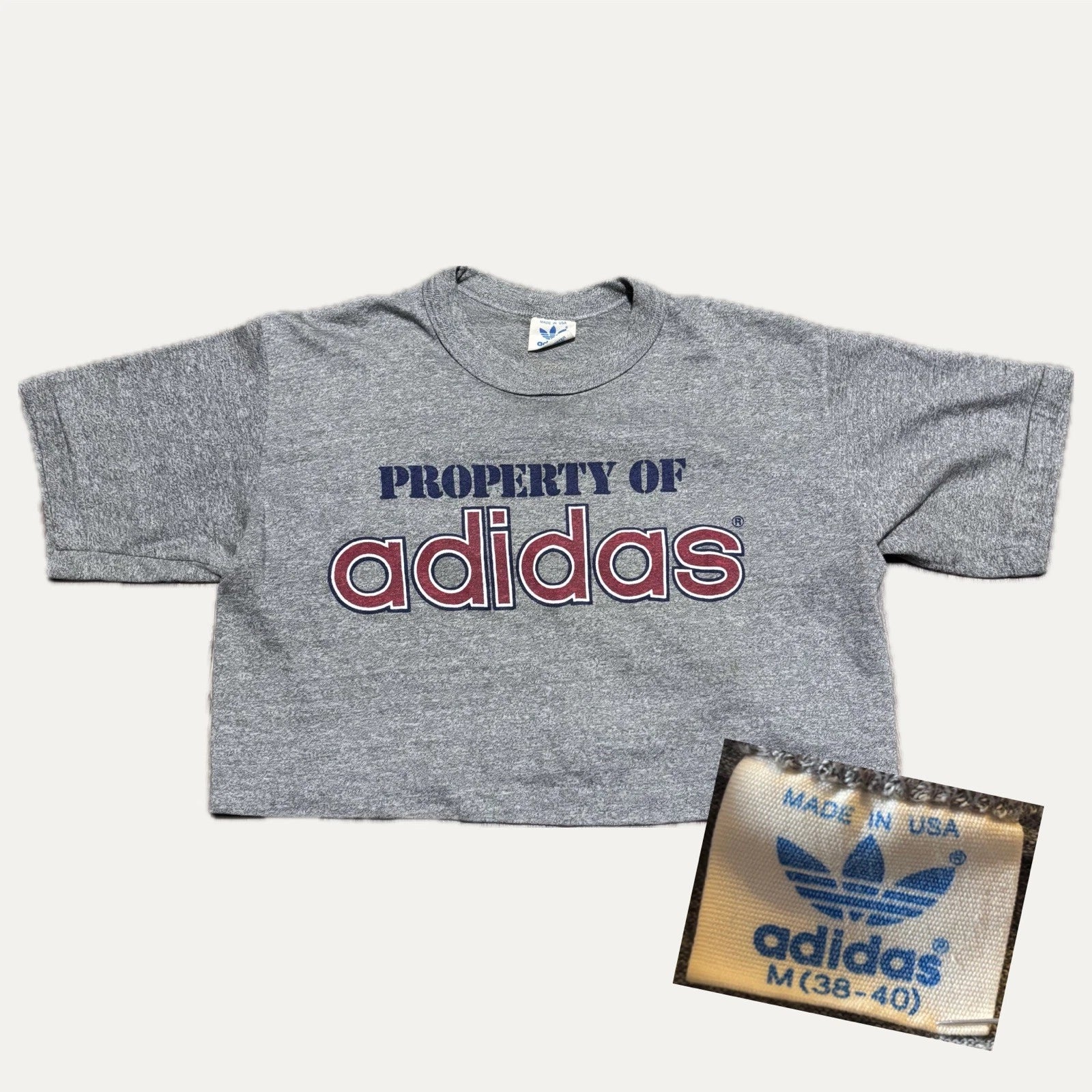 True Vintage Property of Adidas Spellout Cropped Tee