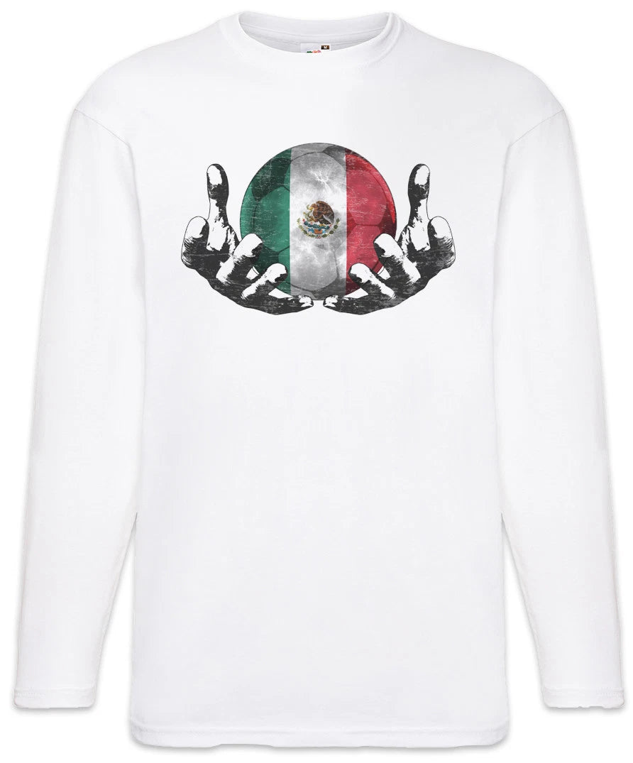Mexico Football Magic Ball Men Long Sleeve T-Shirt mexican Soccer Flag