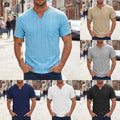 Plaid Texture Men's T Shirt with Loose Fit and V Neck for Warm Weather Use