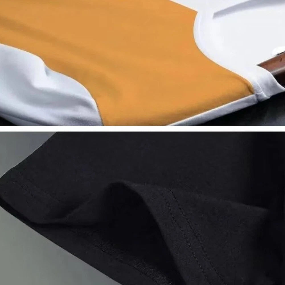 Loose Fit Color Block T-Shirt for Men Short Sleeve Round Neck Casual Daily Wear