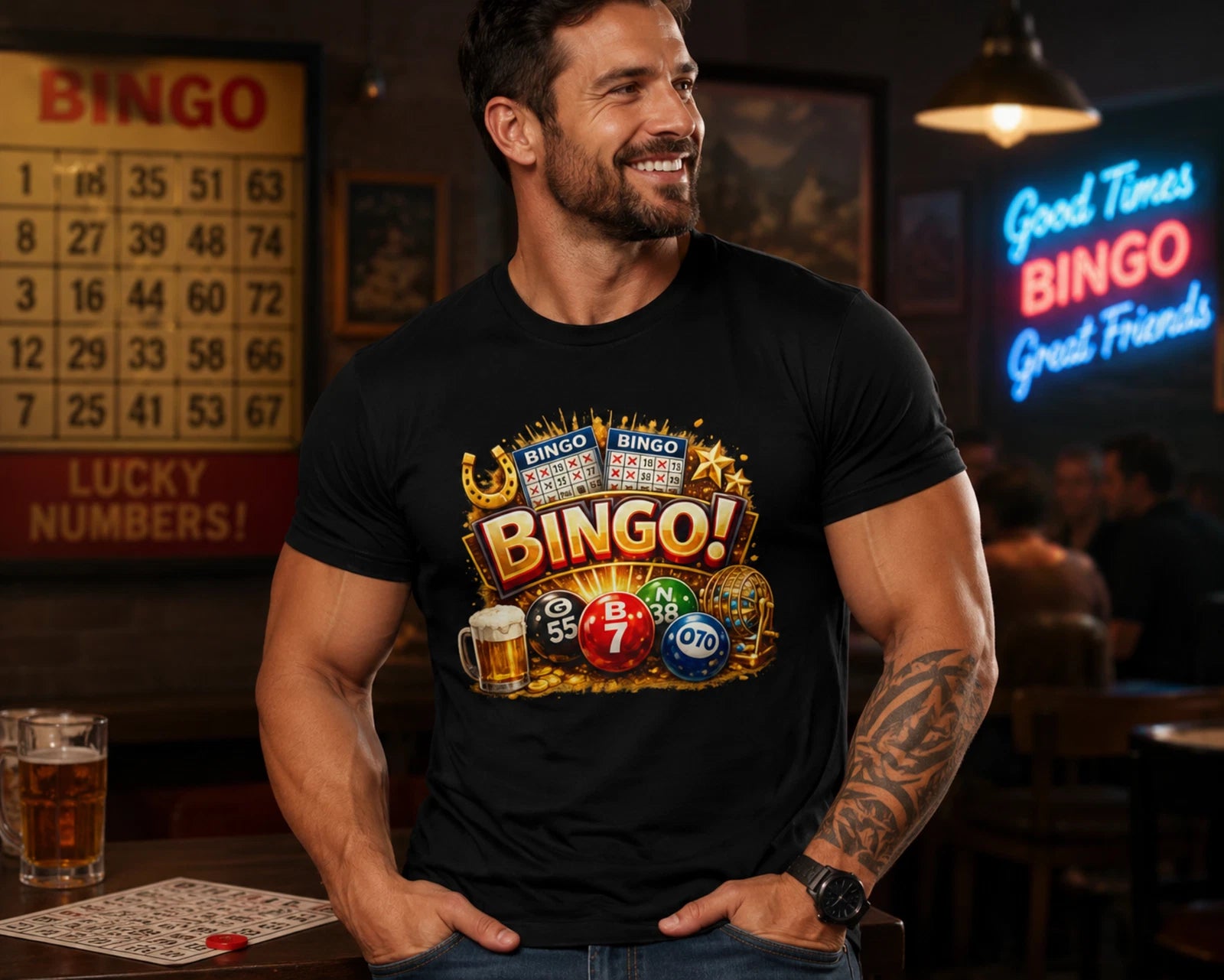 Lucky Bingo Night Shirt Funny Bingo Lover T-Shirt Casino Bingo Tee Bingo Party