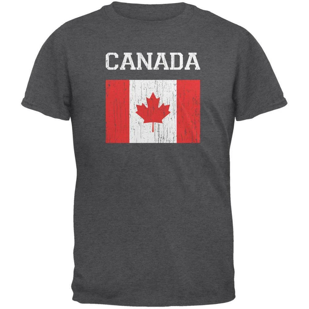 World Cup Distressed Flag Canada Dark Heather Adult T-Shirt