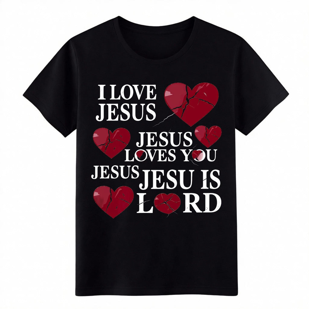 ILove Jesus Christian T-Shirt,Inspirational Faith Graphic Tee Gift for Believers