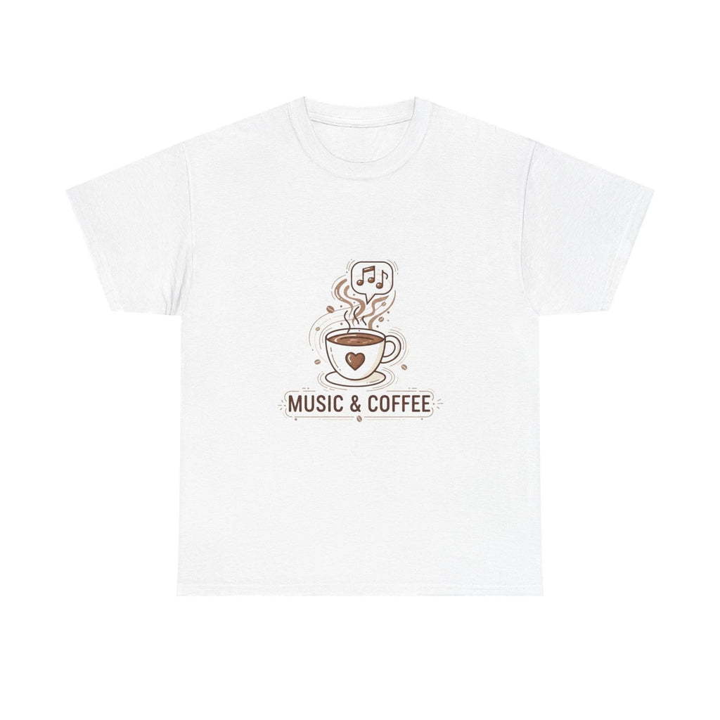 Music & Coffee Illustration T-Shirt | Coffee Cup Skull Design