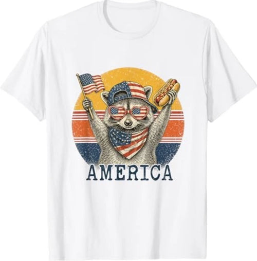 America Meme Raccoon Hot Dog 250 Years 1776 2026 4th of July T-Shirt