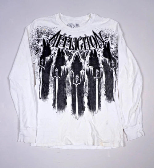 Affliction Long Sleeve Shirt Mens Large Y2K White Grim Reaper Thermal Gothic Tee