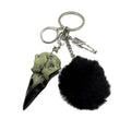 Creative Goth Keychain Crow Head Design With User Friendly Plush Ball Unique Set