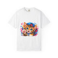 Cute Kitten with Cap T-Shirt | Colorful Paw Print Cat Design