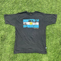 Vintage Argentina Distressed Flag Black Graphic Soccer Tee T-Shirt Mens Large L