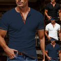 Men V-Neck Short Sleeve T-Shirt Solid Color Casual Breathable Slim Fit Top