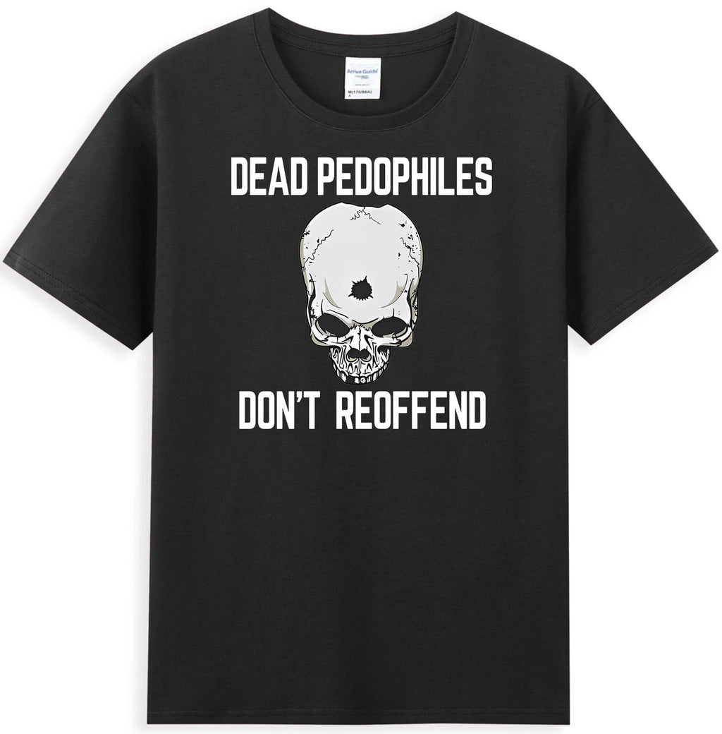 Dead Pedophiles Don't Reoffend Funny Skull Bullet Hole Horror Men's T-Shirt