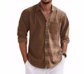 Men's Corduroy Shirt Casual Slim Shirts Long Sleeve Button Down Tops Blouse