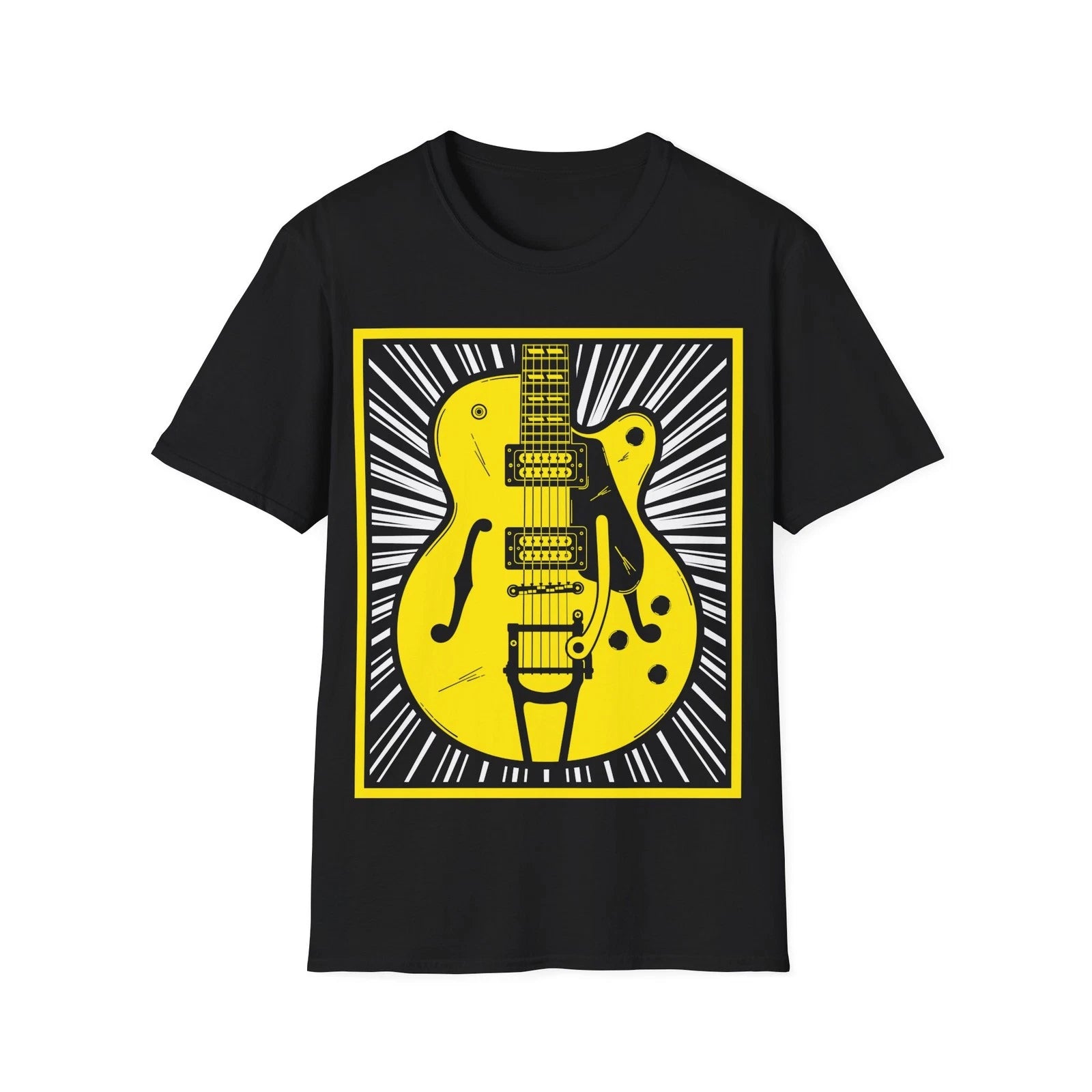 Retro Guitar T-Shirt, Guitarist Regular Fit Tee, Rock Music Fan Gift