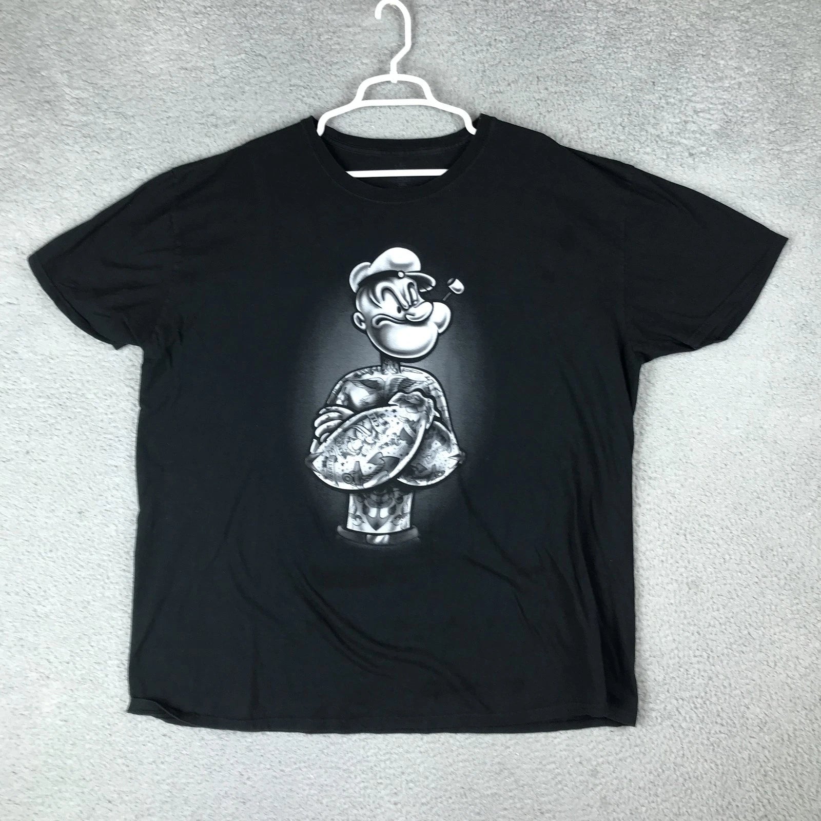 Popeye Shirt Mens 2XL Black Tattoo Graphic Cartoon Classic Comic Tee T-Shirt