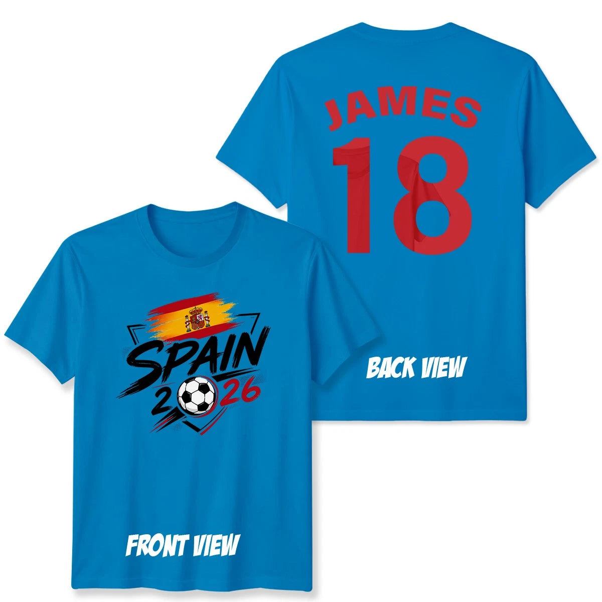 Personalized Spain Unisex T Shirt Custom Name and Number Soccer Fan Mens Womens