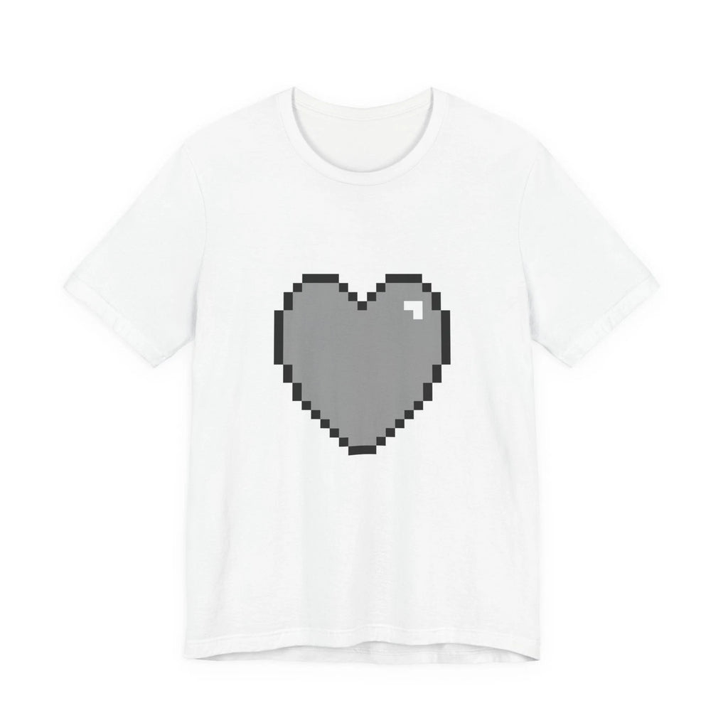 Unisex Jersey Short Sleeve Tee Cute Retro 8-Bit Pixel Art Gamer Gray Heart