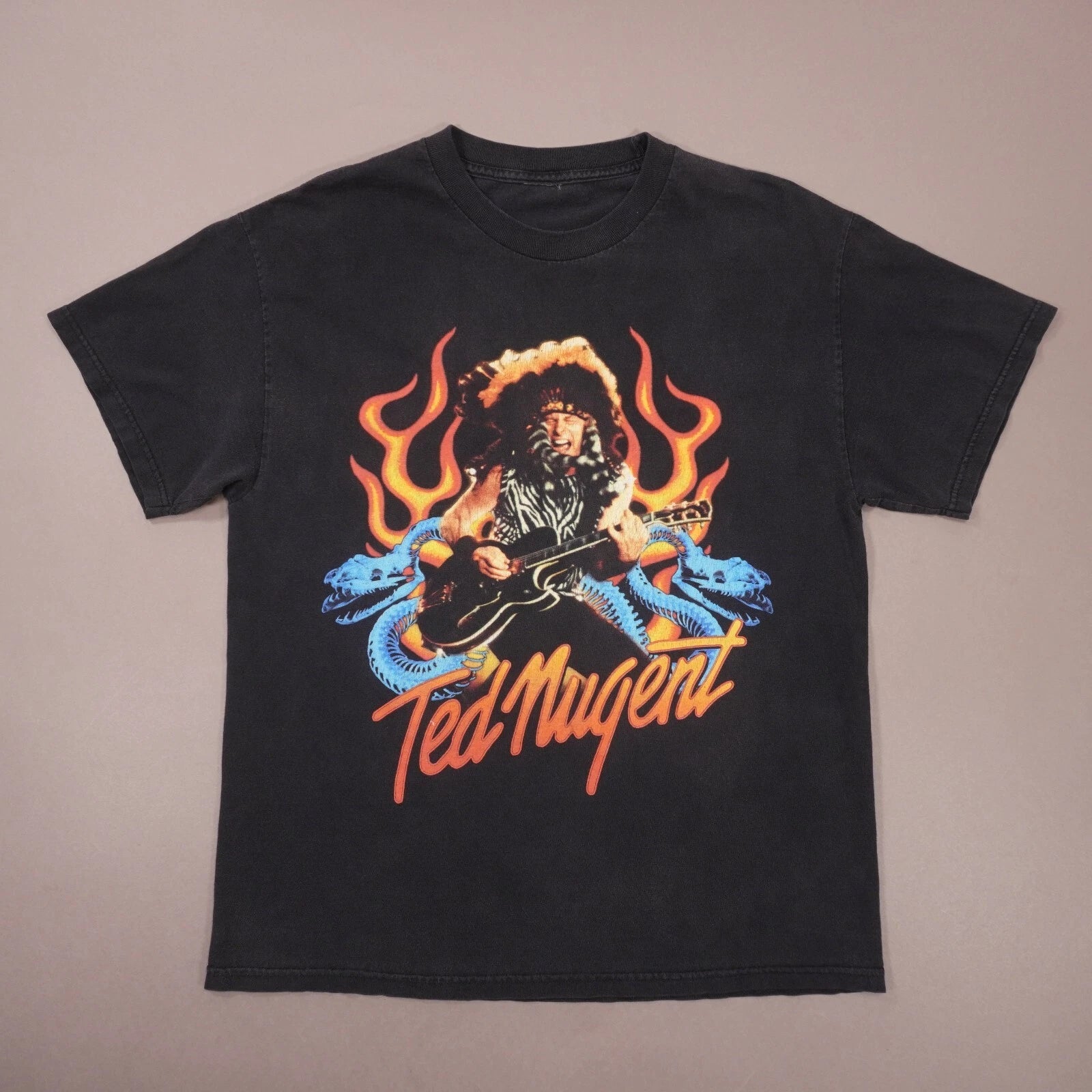Vintage Y2K Ted Nugent 2003 US Tour T Shirt Mens Large Black Cotton Nice Fade