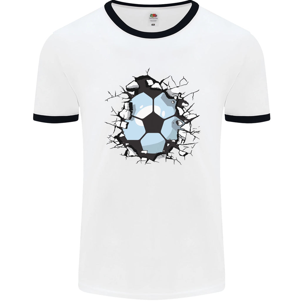 Football Smash Soccer Player Ball Mens Ringer T-Shirt