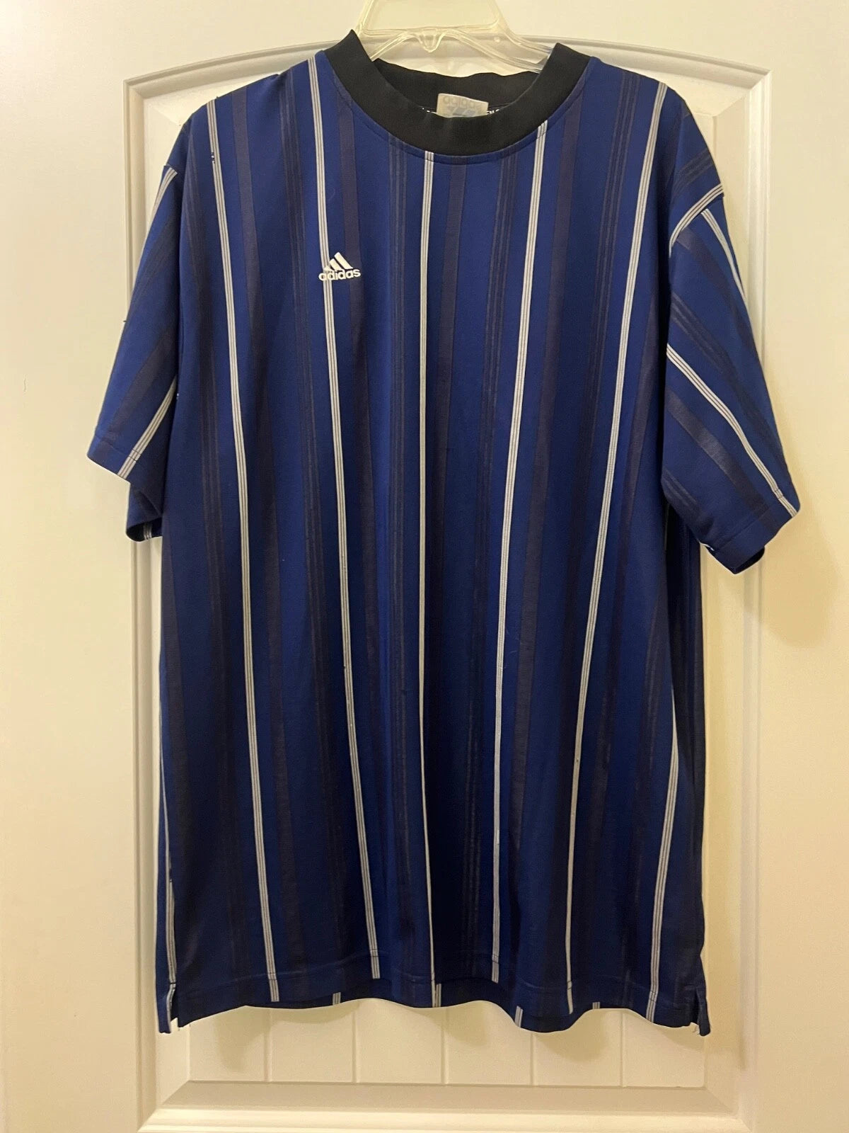 Vintage Adidas Soccer Striped Shirt Sz Large World Cup Streetwear Sports Jersey