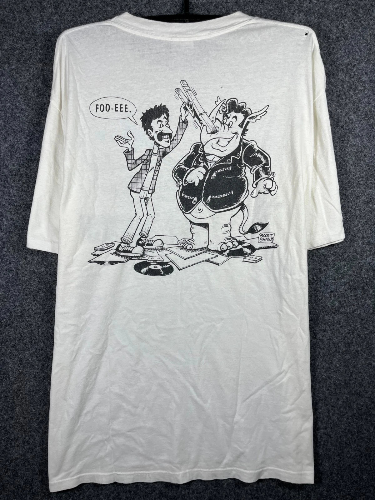 Vintage 90s Frank Zappa Beat The Boots T Shirt Scott Shaw Cartoon Art White XL