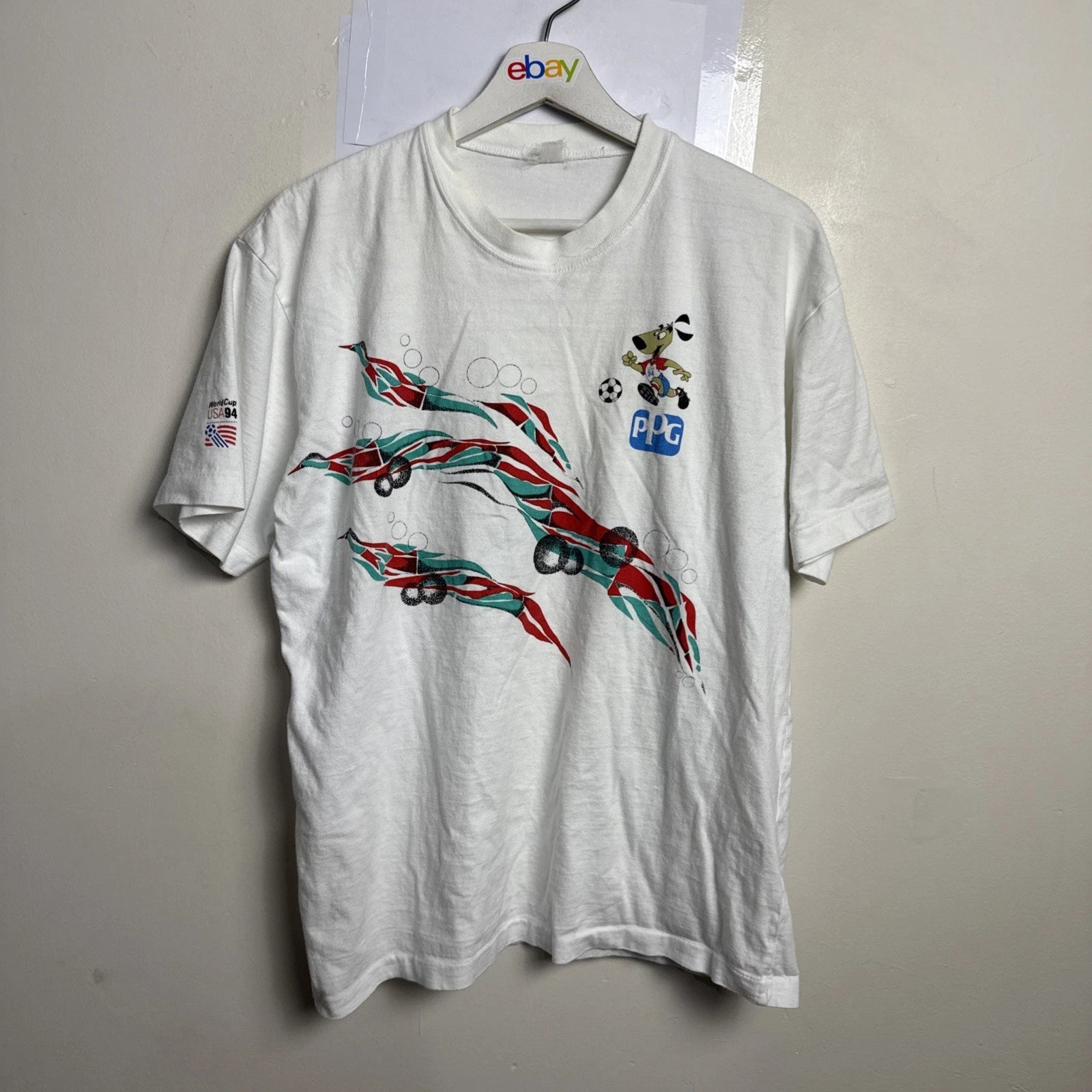 Vintage 1994 Soccer World Cup Shirt Mens M Short Sleeve Cotton White PPG