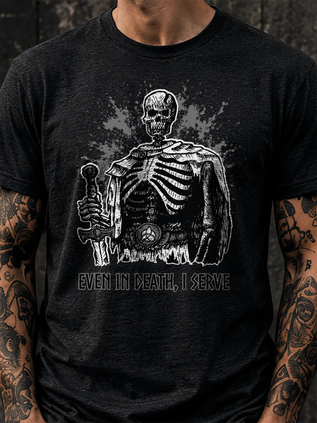 Dark Fantasy Skeleton Warrior Shirt, Gothic Streetwear Tee