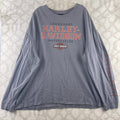 Harley Davidson Laconia New Hampshire Long Sleeve Shirt Grey Mens 2XL Graphic