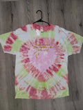 Hand Made Unisex XL Tie Dye T-shirt “Hippie Heart Boho Soul” Graphic & Heart
