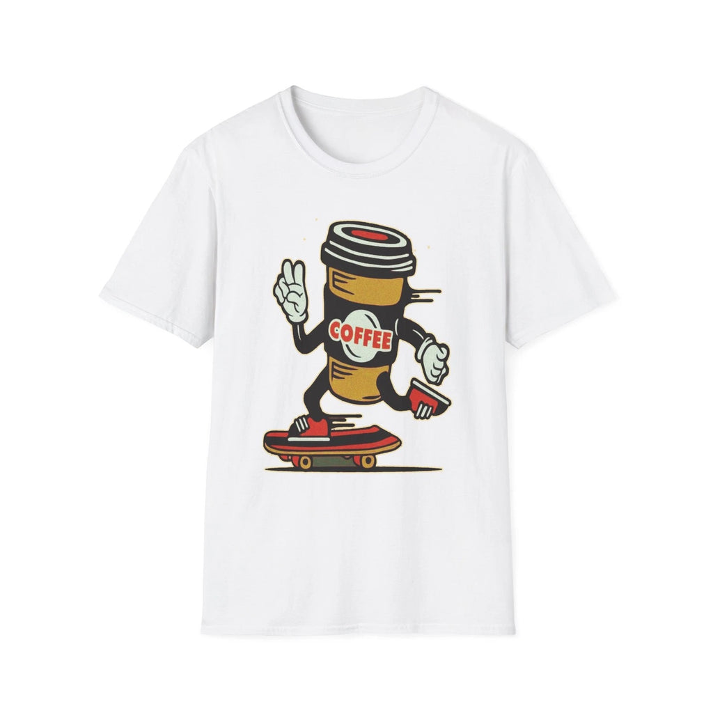 Skateboarding Coffee T-Shirt, Funny Coffee Lover's Tee, Unisex Gift