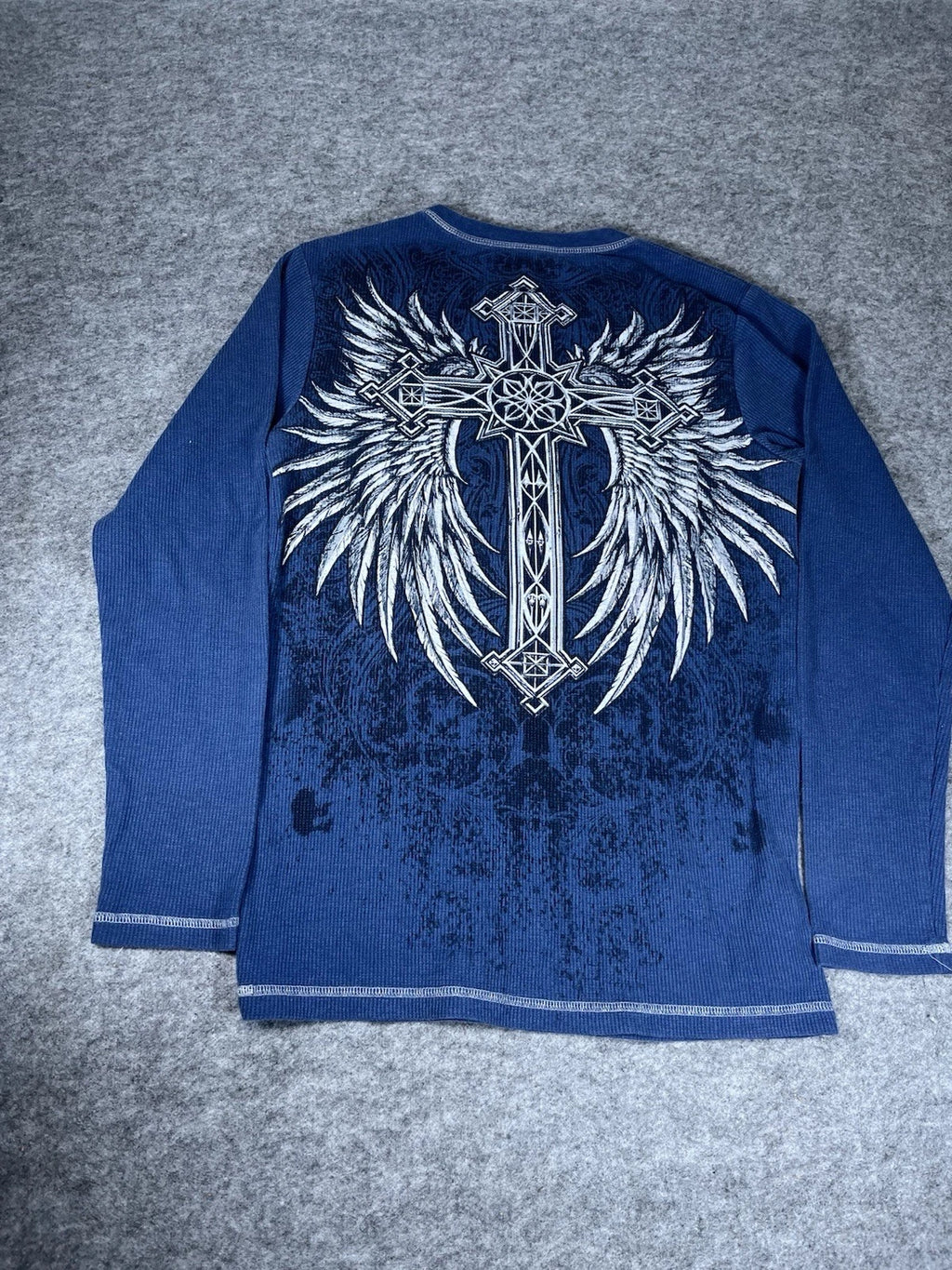 Rare Y2k No Boundaries Longsleeve Skull Cross Wings Thermal S