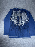 Rare Y2k No Boundaries Longsleeve Skull Cross Wings Thermal S