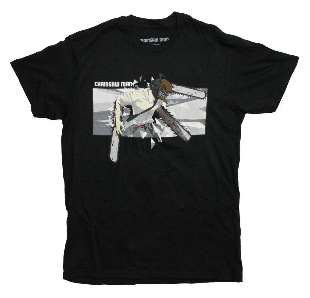 Chainsaw Man New Adult T-Shirt - Denji with 3 Bloody Saws Boxed Image