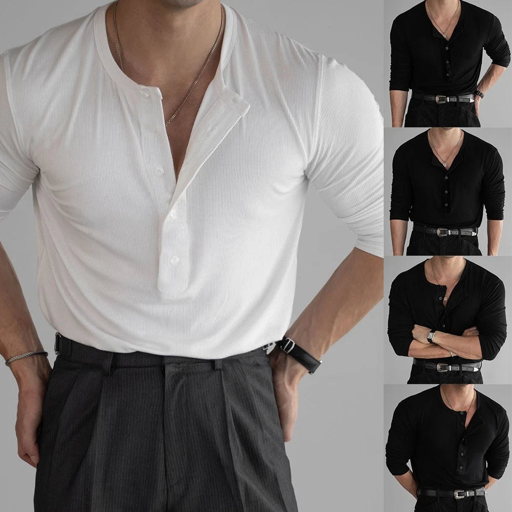 Mens Short Sleeve Muscle Fit Ribbed Pullover Sports Top Casual Slim T Shirt