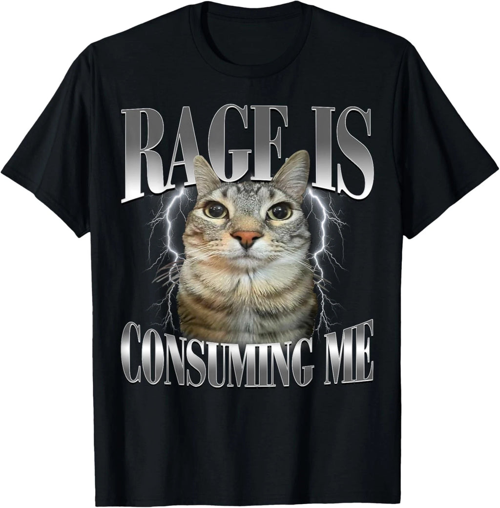 Rage Is Consuming Me Silly Staring Cat Meme Humor Fun Unisex T-Shirt