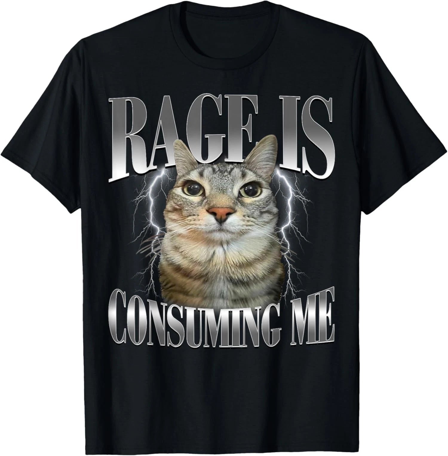 Rage Is Consuming Me Silly Staring Cat Meme Humor Fun Unisex T-Shirt