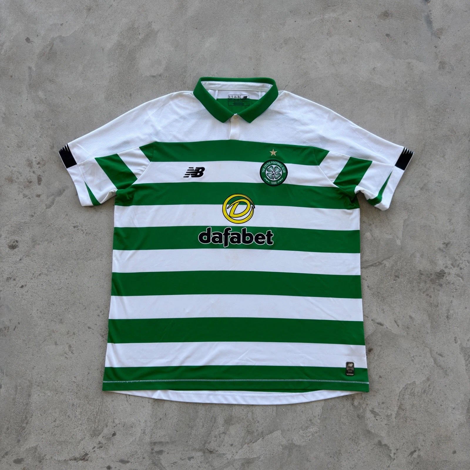 Vintage New Balance Celtic FC Home Jersey Green White Hoops Soccer Shirt XXL
