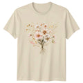 Boho Watercolor Wildflower Bouquet Womens T-Shirt Botanical Meadow Floral