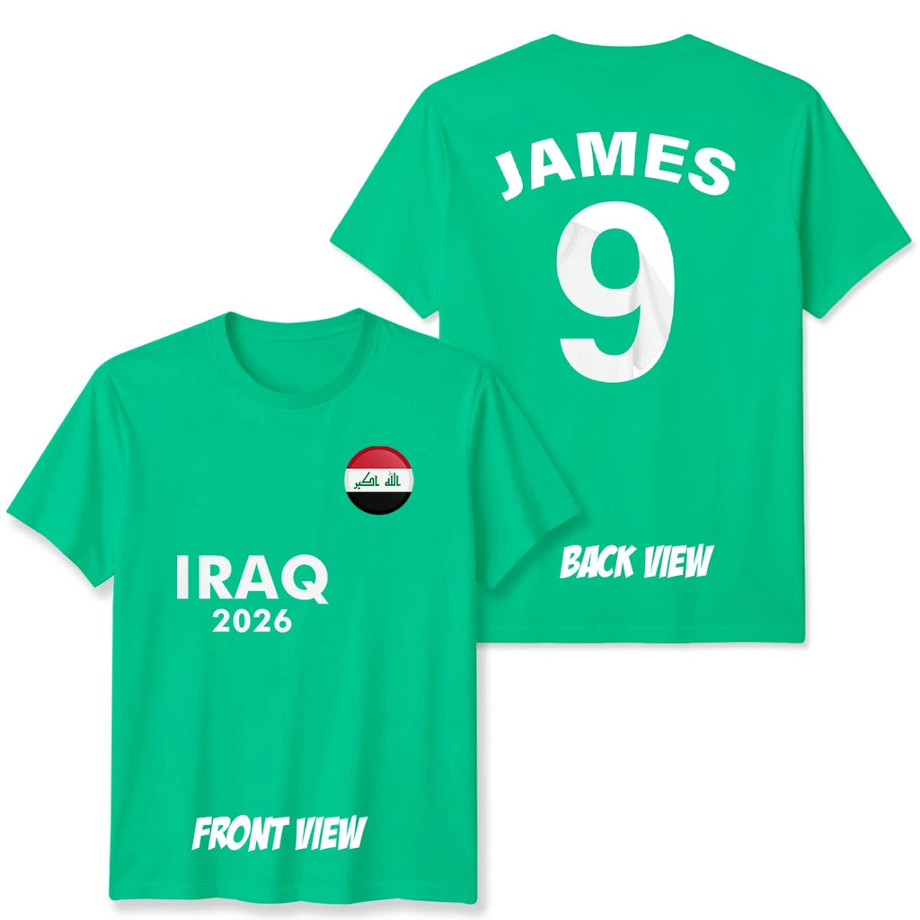 Personalized Unisex Iraq T Shirt Custom Name And Number Soccer Tee For Fans