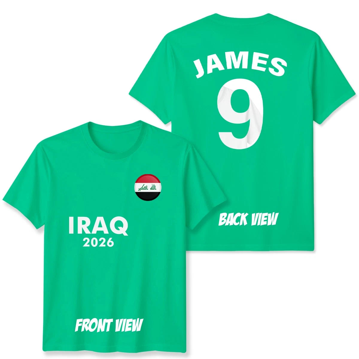 Personalized Unisex Iraq T Shirt Custom Name And Number Soccer Tee For Fans