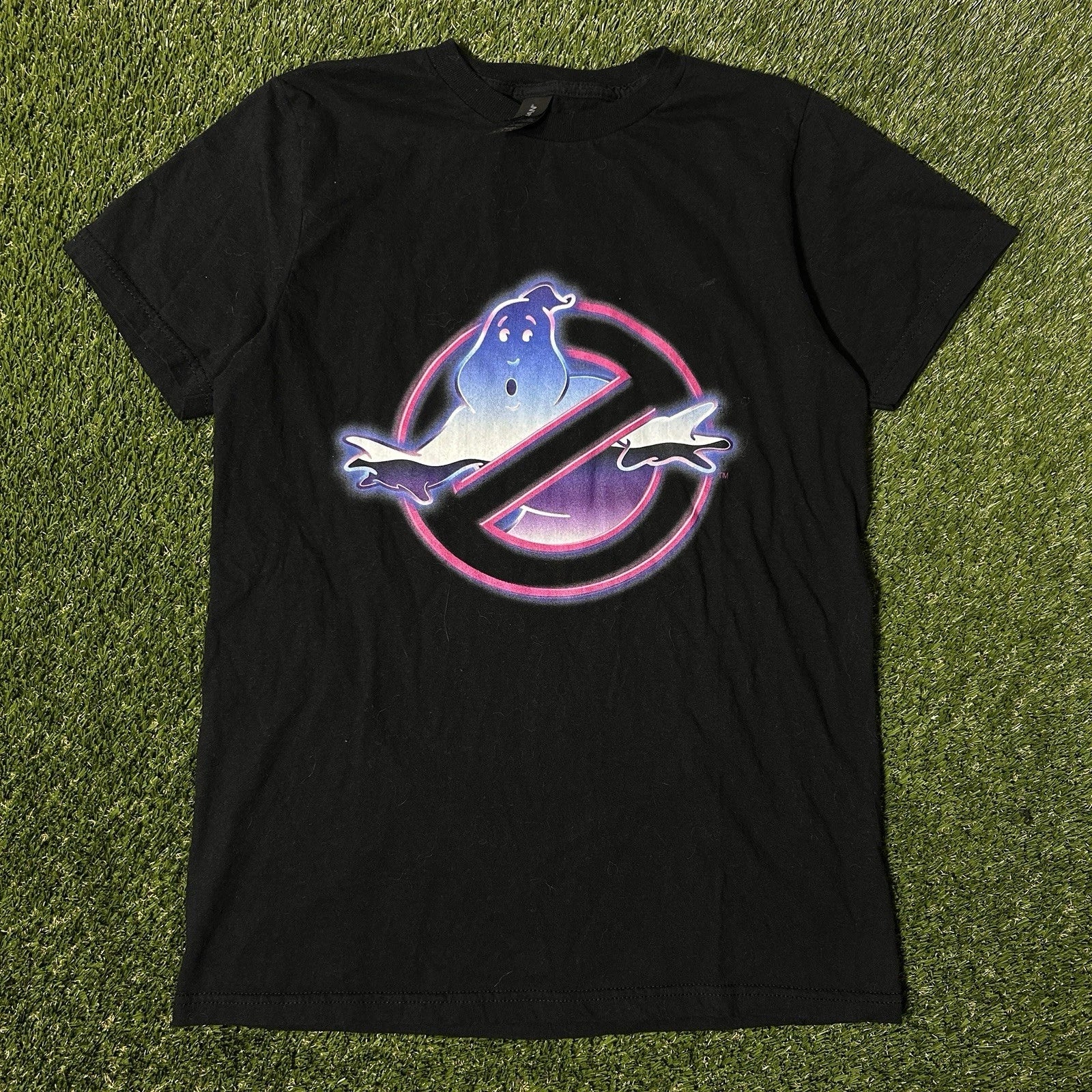 Ghostbusters Y2K 80s Style Neon Logo Graphic T-Shirt S